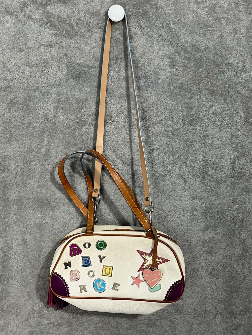 VTG Y2K Dooney & Bourke X Lindsay Lohan Alphabet Charm Satchel/Crossbody Bag #5